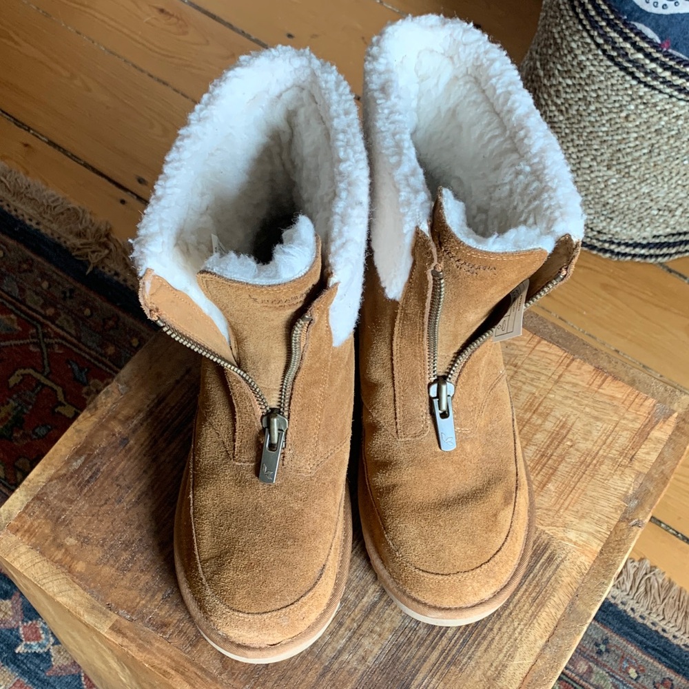 Brown Suede Shearling Boots